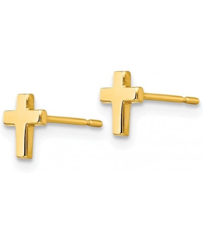 14k Yellow Gold Cross Stud Earrings Gift for Women (L-6 mm W-4 mm) $49.33 Earrings