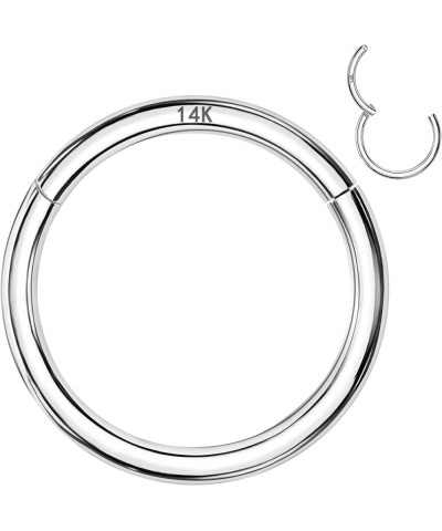 14k Real Gold Septum Rings Hoop for Women Men, 16G Segment Gold Nose Rings, 6mm 8mm 10mm Gold Cartilage Hoop for Helix, Rook,...