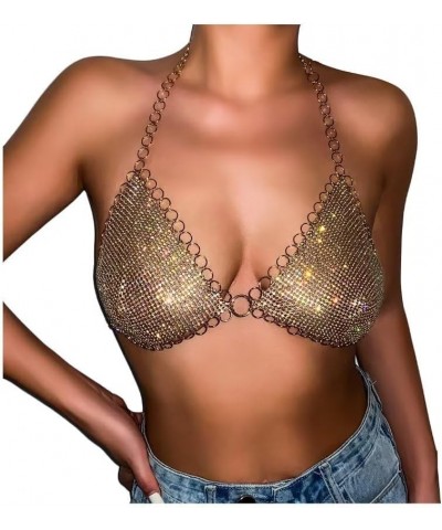 Rhinestone Bra Top Metal Summer Bikini Top Body Chain Jewerly for Women $14.24 Body Jewelry