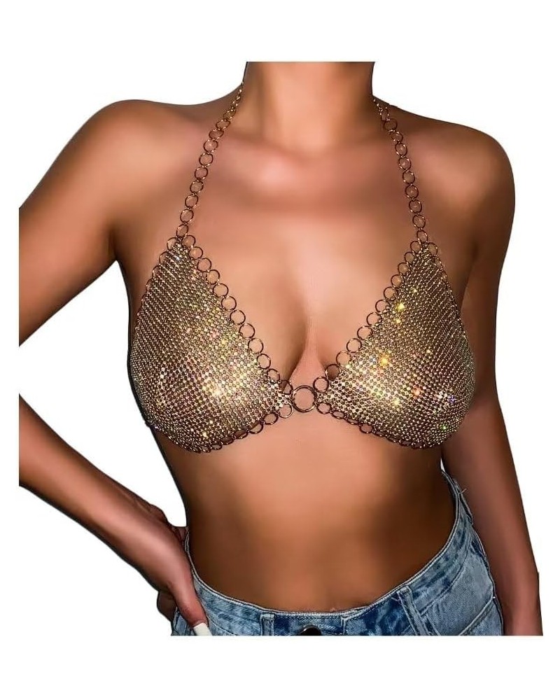 Rhinestone Bra Top Metal Summer Bikini Top Body Chain Jewerly for Women $14.24 Body Jewelry