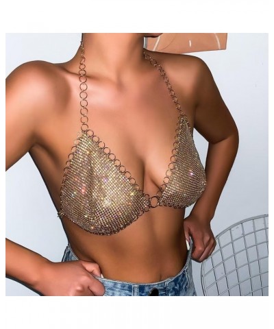 Rhinestone Bra Top Metal Summer Bikini Top Body Chain Jewerly for Women $14.24 Body Jewelry