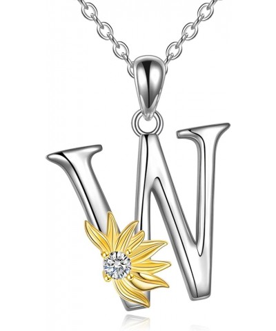 Sunflower Necklace Initial Sunflower Gifts for Women Girls Alphabet Letter Script Name Pendant Chain Sunflower W $24.30 Neckl...