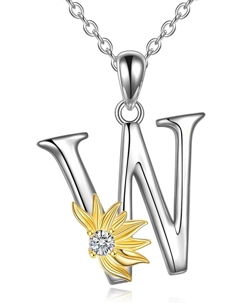 Sunflower Necklace Initial Sunflower Gifts for Women Girls Alphabet Letter Script Name Pendant Chain Sunflower W $24.30 Neckl...