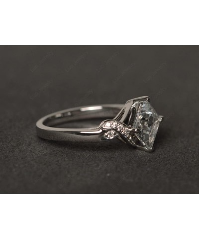 925 Sterling Silver Gemstone Ring Kite Set Square Cut 7X7 MM Engagement Ring for Women White Topaz $66.00 Others