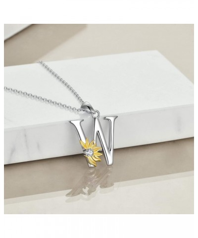 Sunflower Necklace Initial Sunflower Gifts for Women Girls Alphabet Letter Script Name Pendant Chain Sunflower W $24.30 Neckl...