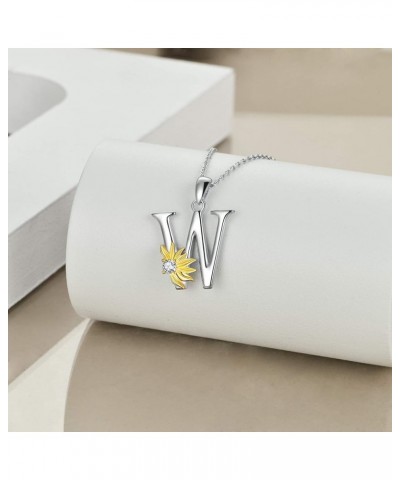 Sunflower Necklace Initial Sunflower Gifts for Women Girls Alphabet Letter Script Name Pendant Chain Sunflower W $24.30 Neckl...