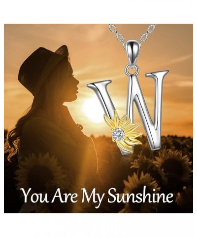 Sunflower Necklace Initial Sunflower Gifts for Women Girls Alphabet Letter Script Name Pendant Chain Sunflower W $24.30 Neckl...