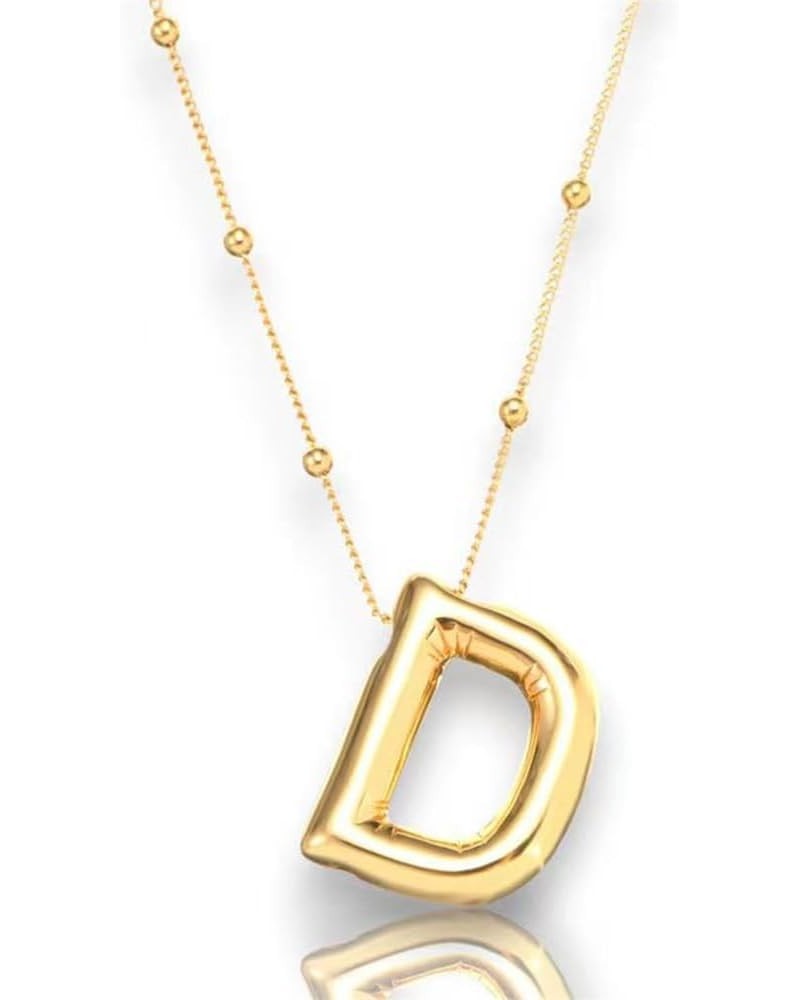 Gold Plated Bubble Letter Necklace Cute Balloon Initial Necklaces Dainty Alphabet Pendant Puffy Name Jewelry Gifts for Women ...