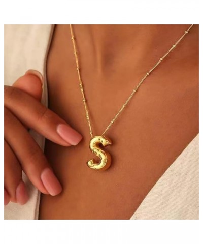 Gold Plated Bubble Letter Necklace Cute Balloon Initial Necklaces Dainty Alphabet Pendant Puffy Name Jewelry Gifts for Women ...