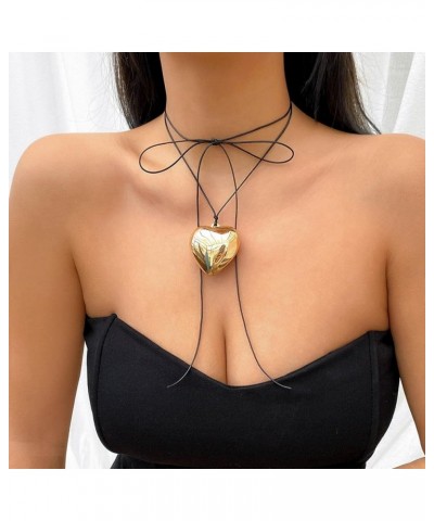 Layered Love Choker Necklaces Collar Wax Braided Cord Heart Pendant Necklace Chain Jewelry for Women and Girls Gold $7.79 Nec...