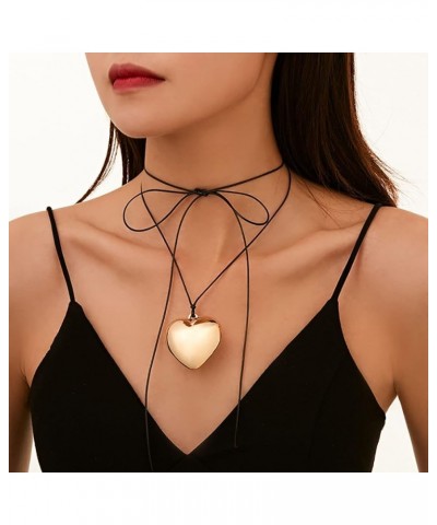 Layered Love Choker Necklaces Collar Wax Braided Cord Heart Pendant Necklace Chain Jewelry for Women and Girls Gold $7.79 Nec...