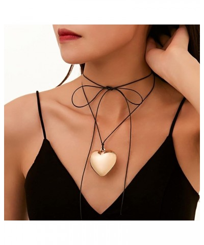 Layered Love Choker Necklaces Collar Wax Braided Cord Heart Pendant Necklace Chain Jewelry for Women and Girls Gold $7.79 Nec...