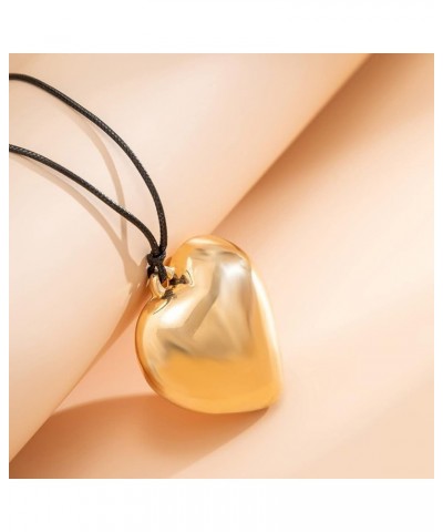 Layered Love Choker Necklaces Collar Wax Braided Cord Heart Pendant Necklace Chain Jewelry for Women and Girls Gold $7.79 Nec...