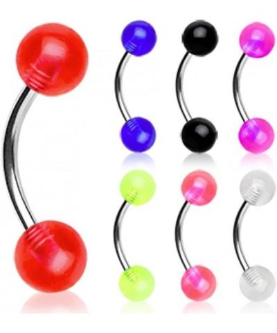 316L Surgical Steel Eyebrow Ring with UV Coated Acrylic Balls (Sold Individually) 16g 8mm (3mm ball size) Clear $8.15 Body Je...