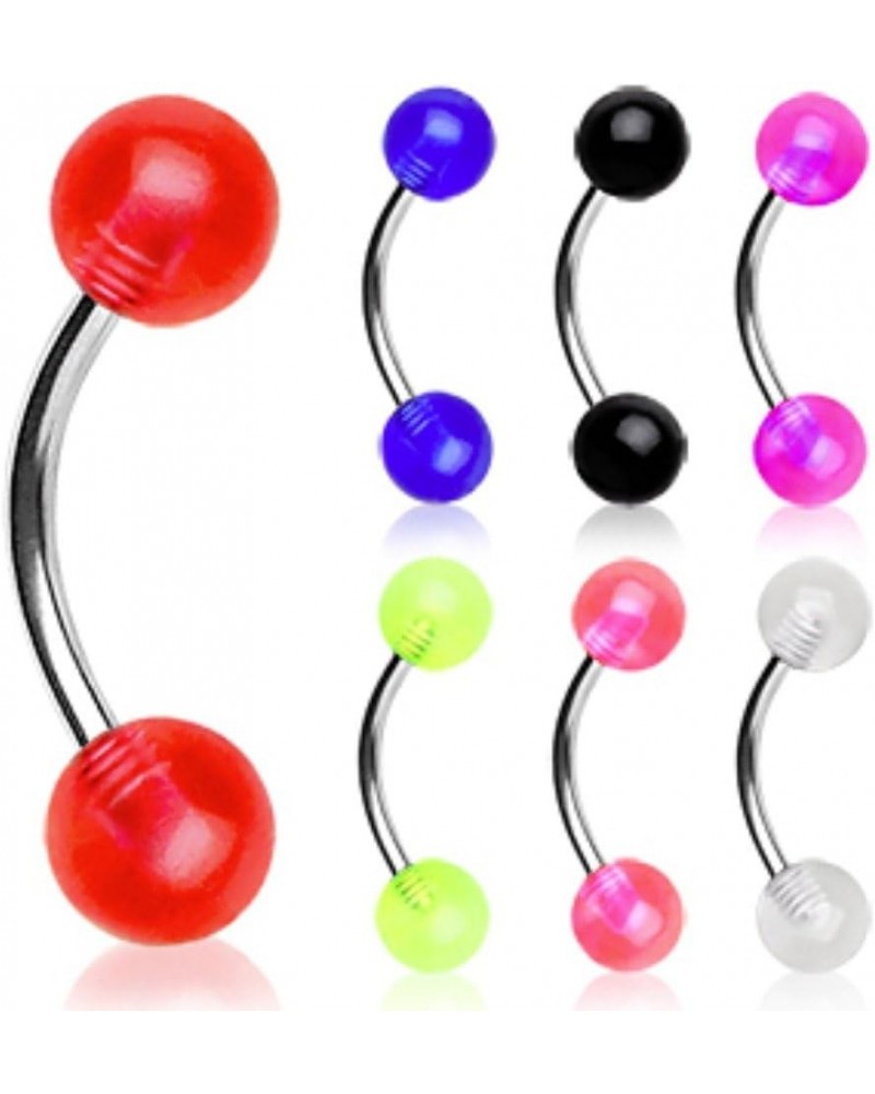 316L Surgical Steel Eyebrow Ring with UV Coated Acrylic Balls (Sold Individually) 16g 8mm (3mm ball size) Clear $8.15 Body Je...