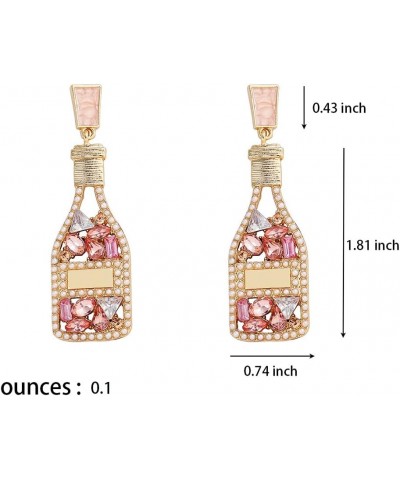 Rhinestone Champagne Bottle Earrings Crystal Wine Glass Dangle Earrings for Women Delicate Champagne Flute Earrings Party Cel...